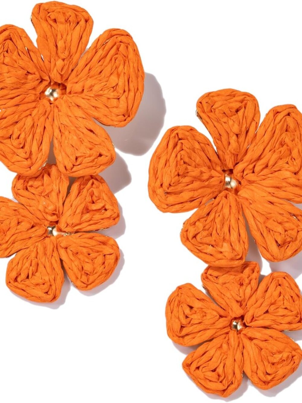 Boho Flower Earrings Statement Raffia Dangle Earrings Cute Floral Jewelry Trendy